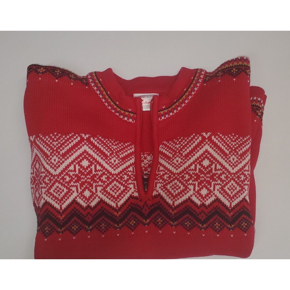 Hanna Andersson Kids Size‎ 12 US 150 EU Sno Happy Red Fair Isle 1/4 Zip Sweater